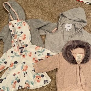 Baby girl winter sweaters, fleece zip up hoodies, size 6M